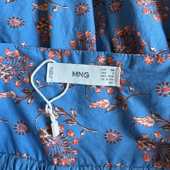 Mango Blue and Pink Ruffled Mini Dress - Picture 6 of 7